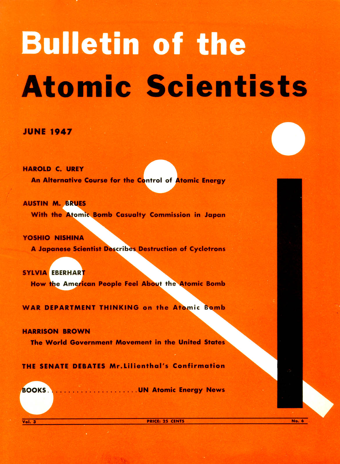 The cover of the "Bulletin of the Atomic Scientists" with Martyl Langsdorf's clock, 1947.